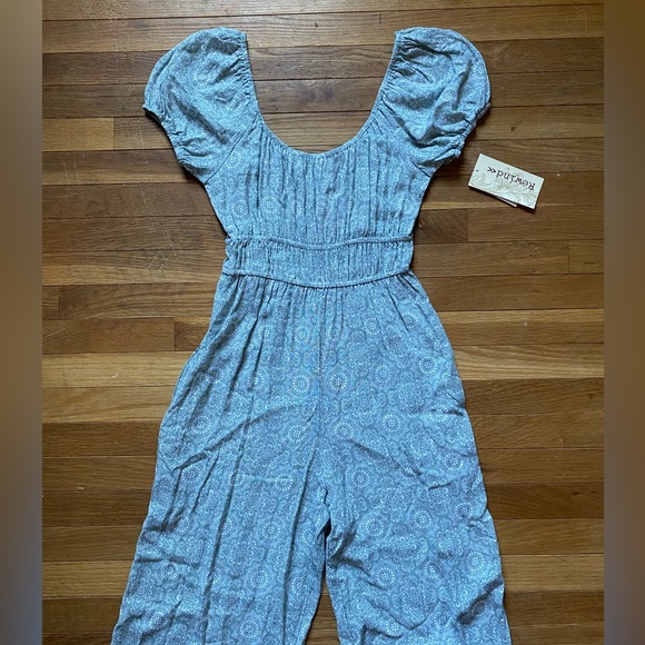 Off the shoulder dusty sage jumpsuit - Picture 2 of 5